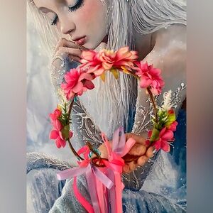 Pink Floral Headband (adjustable from the back)